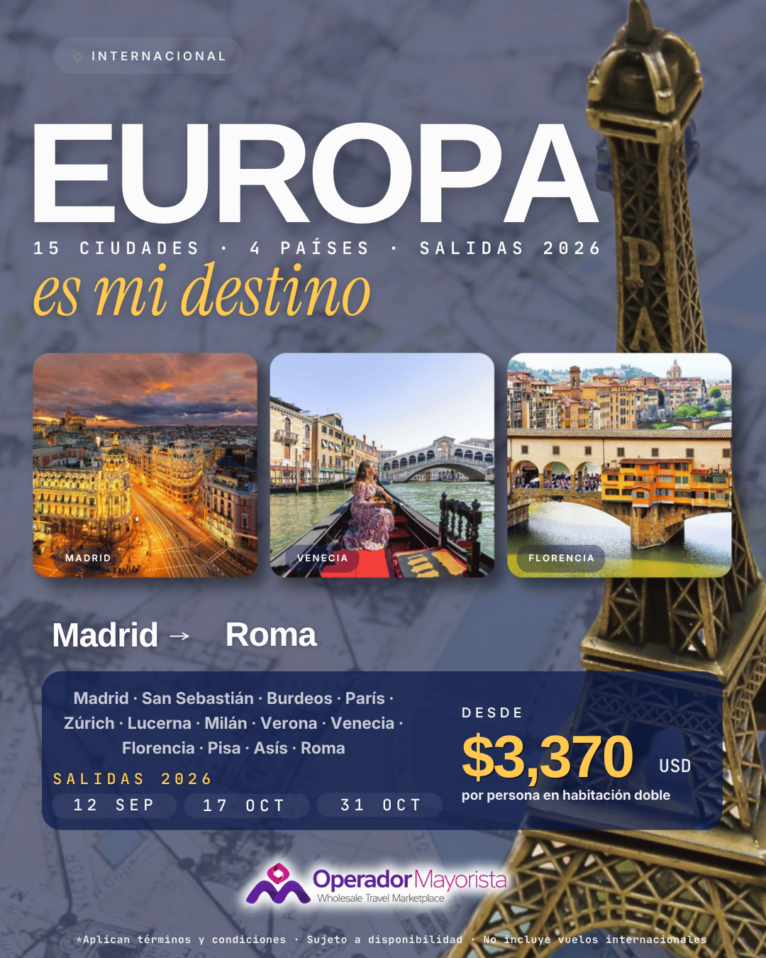 Europa es mi Destino — 17 días (Madrid a Roma)