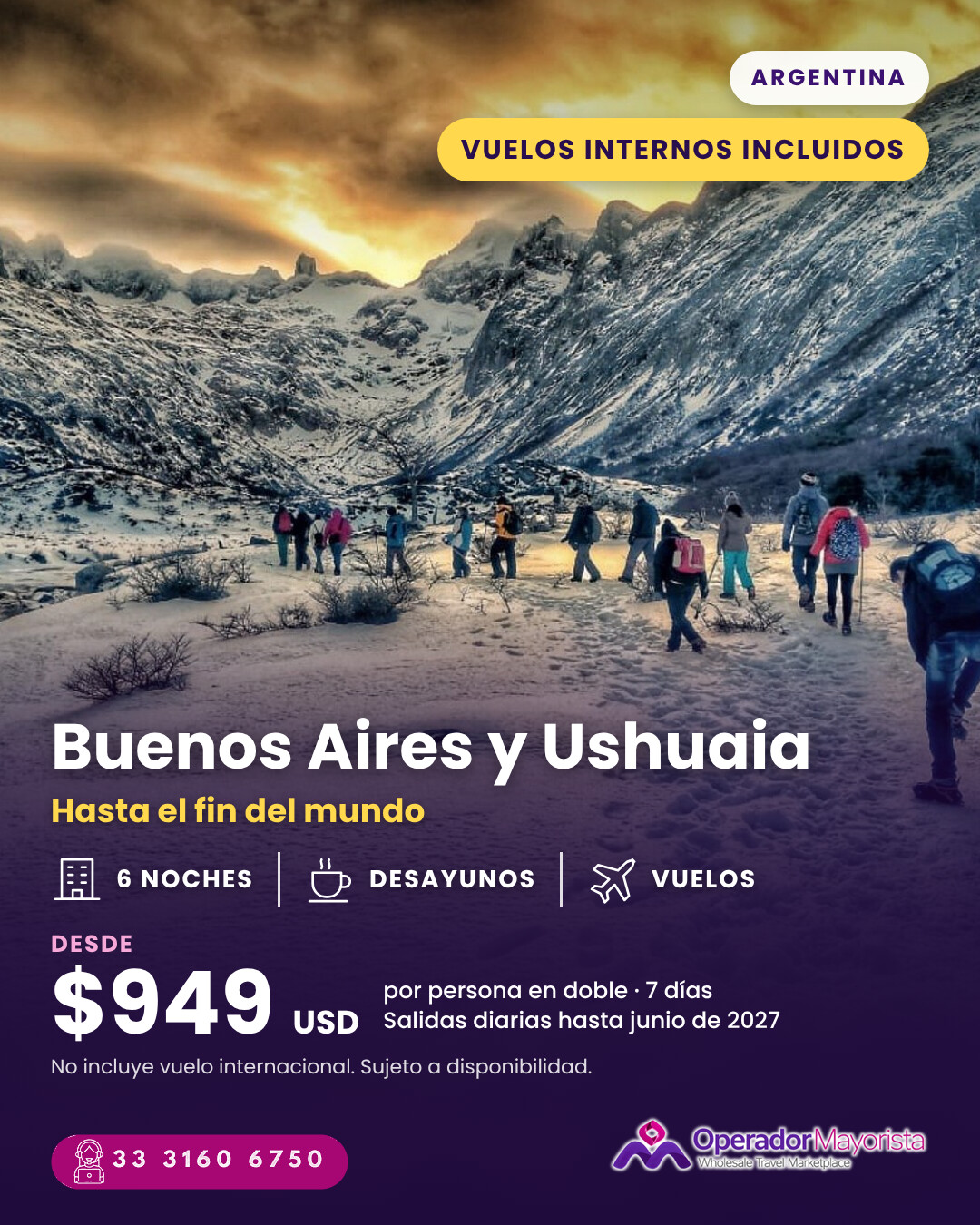 Buenos Aires y Ushuaia con vuelos internos