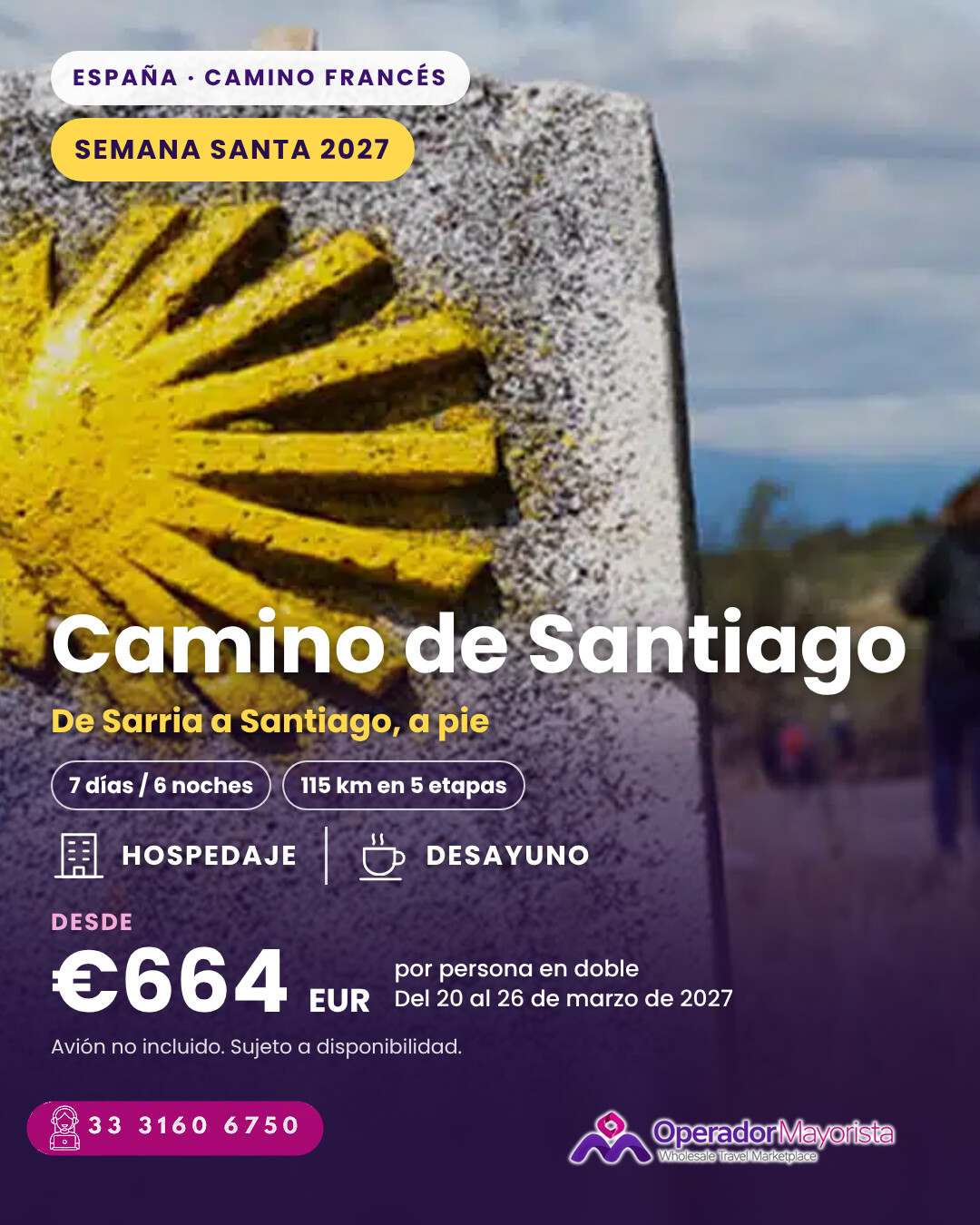 Camino de Santiago a pie: de Sarria a Santiago de Compostela